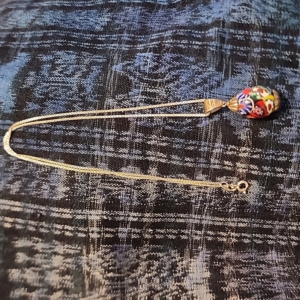 Murano Mille Fiori Glass Cross Necklace